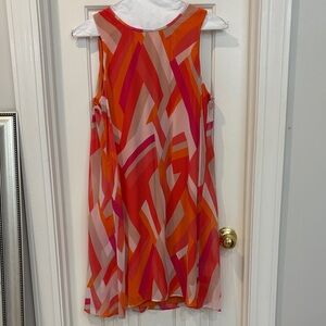 Calvin Klein Orange and Pink Geometric Mini Dress